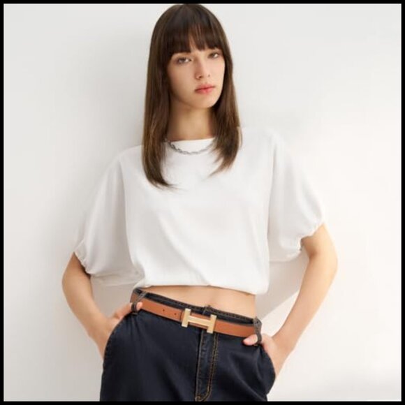 Classic Elegant Leather Belt Gold Buckle Fashion Waist Band Versatile Chic main image 4